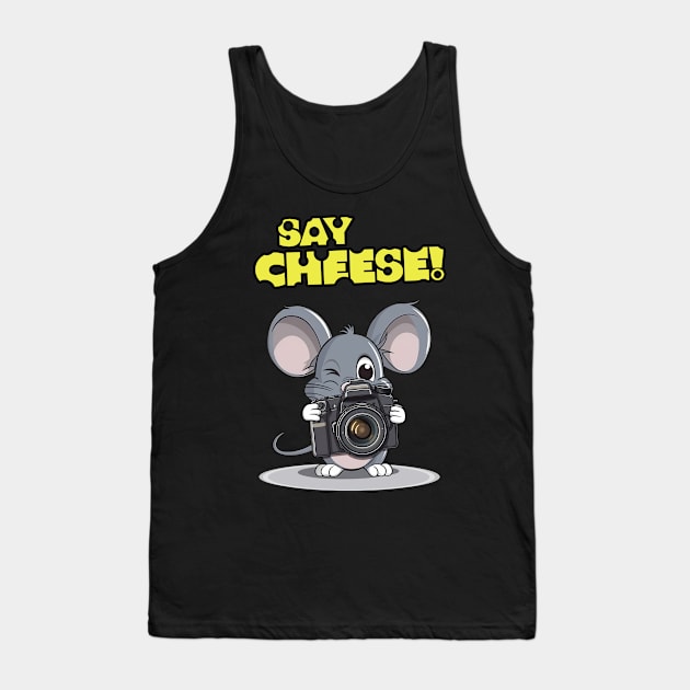 Say Cheese! – A Cute Mouse Photographer Tank Top by Infinitee Shirts